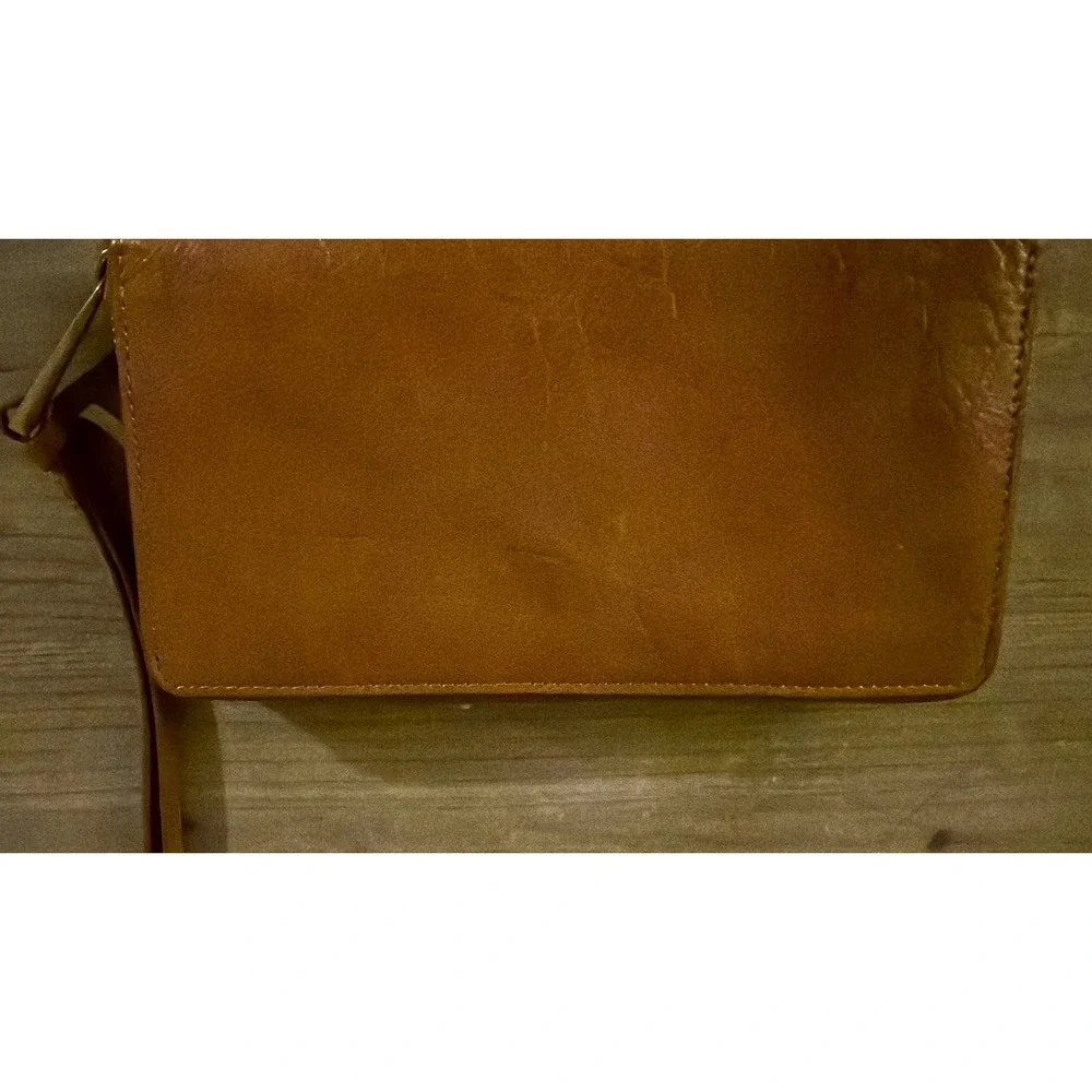 Margot New York‎ Leather Wristlet Wallet Cognac Brown Zip Around Clutch